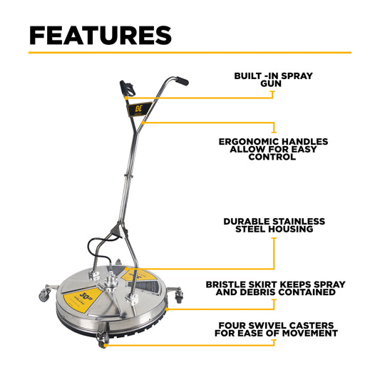30" Whirl-A-Way Stainless Steel Commercial Pressure Washer Surface Cleaner for Hot/Cold Water