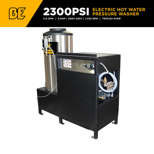 2300 PSI 4.0 GPM Electric Drive Natural Gas or Liquid Propane Fired Hot Water Pressure Washer with Triplex Pump