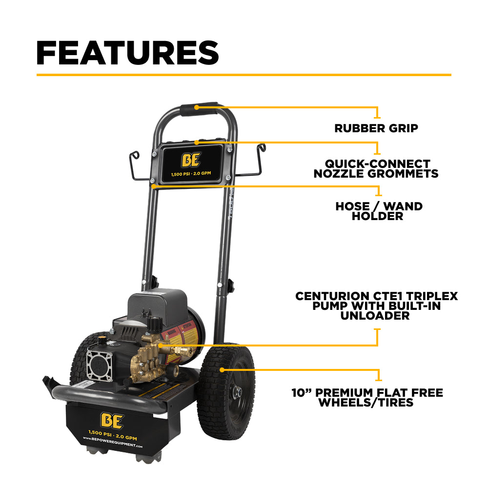 1500PSI 2GPM Cold Water Corded Electric Pressure Washer