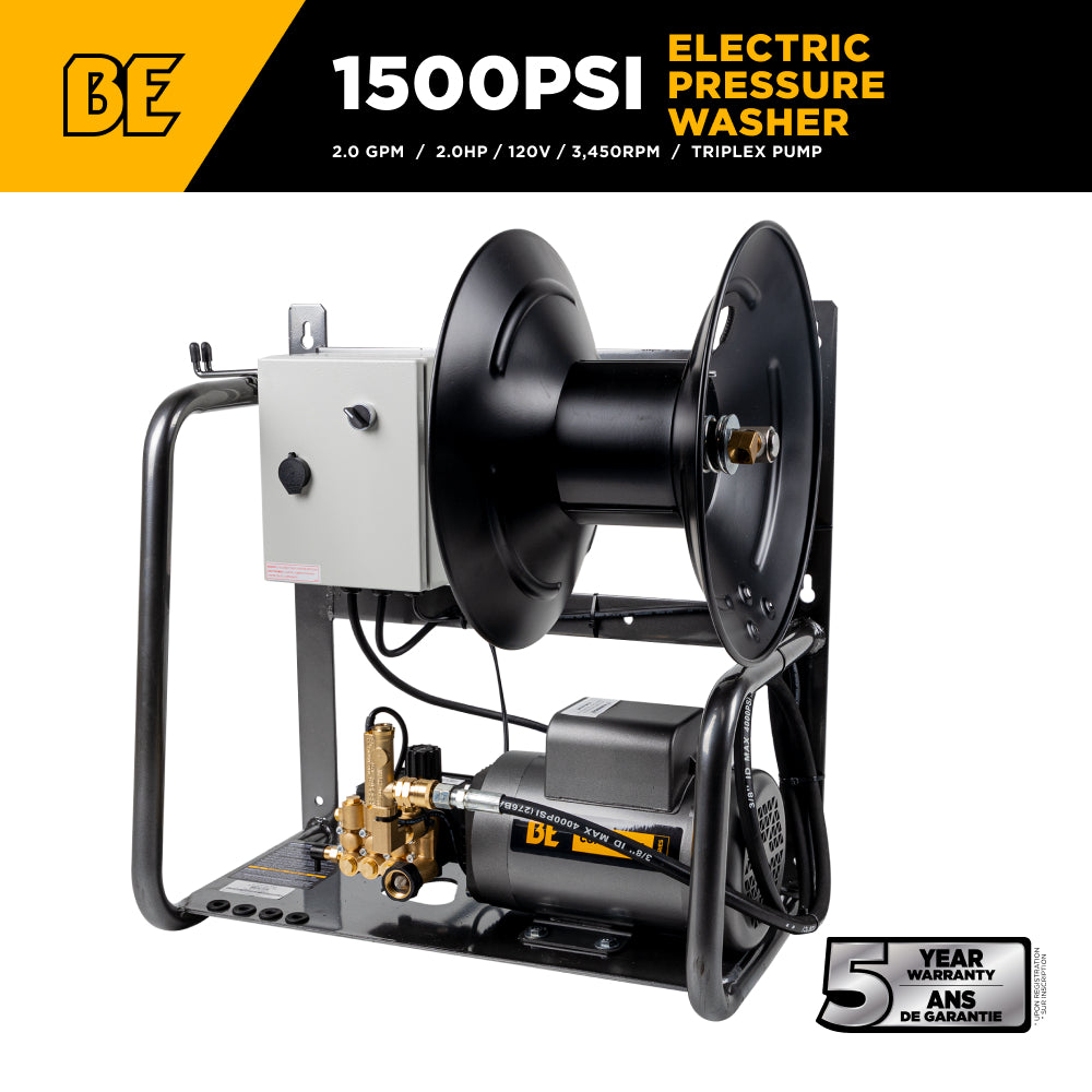 1500PSI 2.0GPM Wall Mounted Electric Pressure Washer