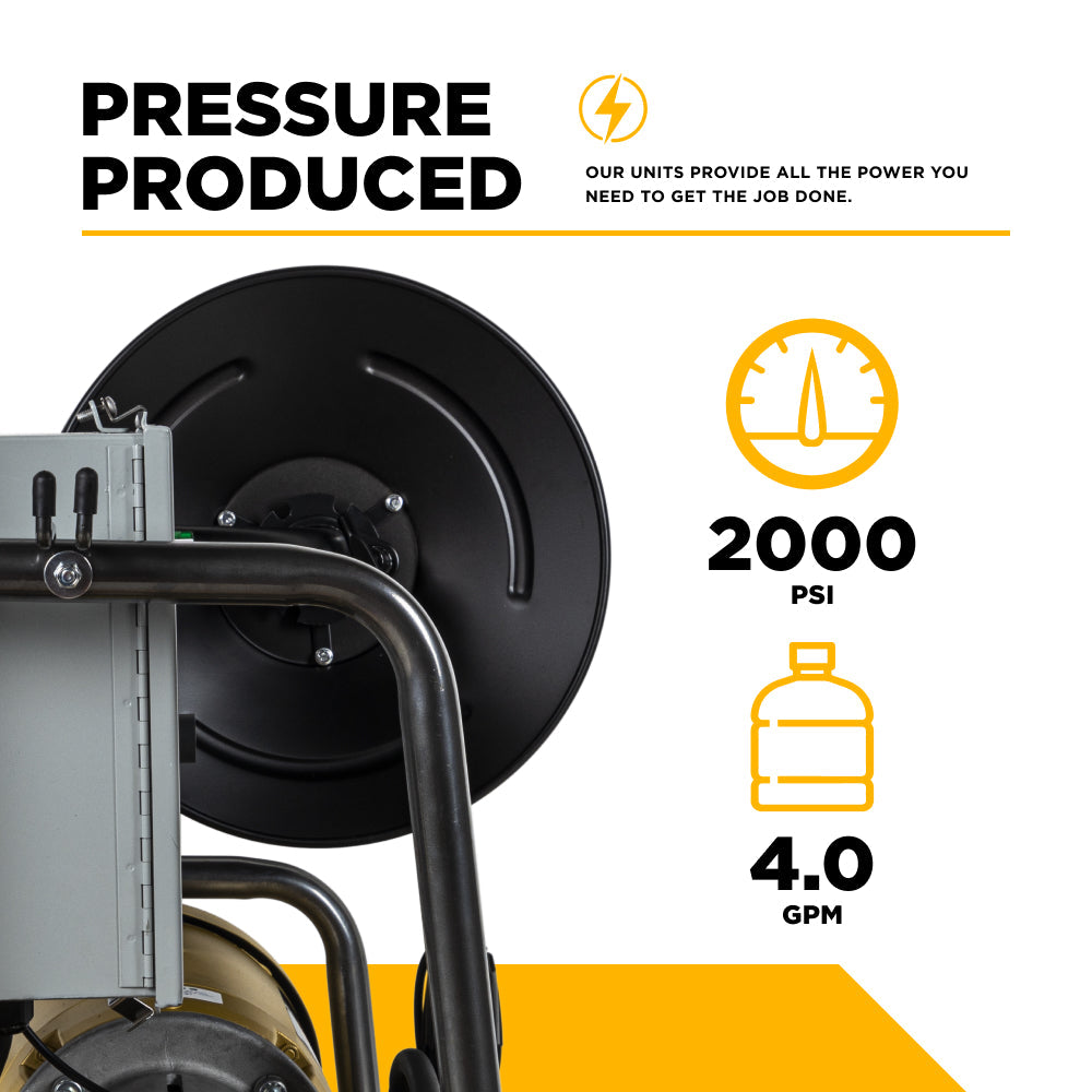 BE Commercial Series Wall Mount Electric Cold Water Pressure Washer, Direct Drive, 5.0 GPM | 2000 PSI (X-2050FW1GENHT)
