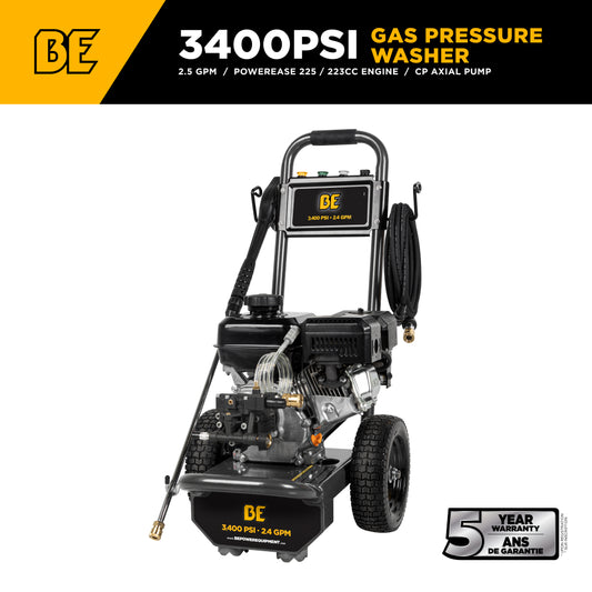 3400PSI 2.5GPM Cold Water Gas Pressure Washer Powerease 223CC Engine and CP Axial Pump