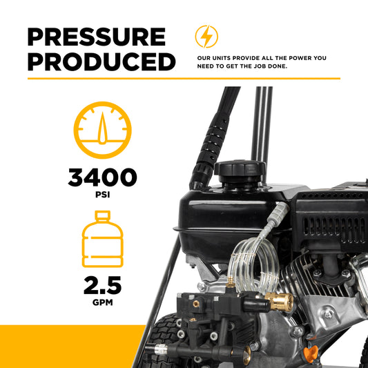 3400PSI 2.5GPM Cold Water Gas Pressure Washer Powerease 223CC Engine and CP Axial Pump
