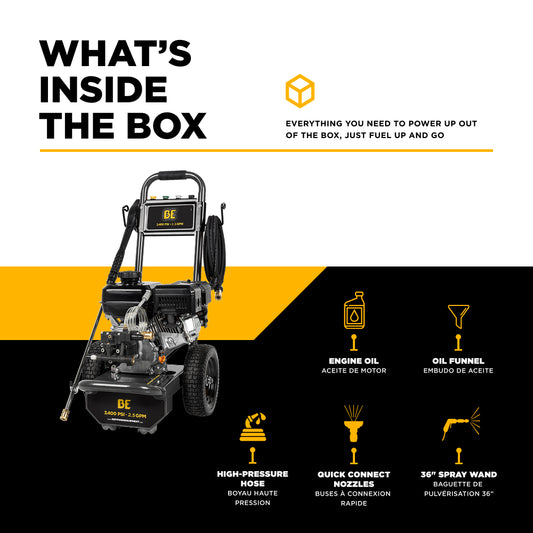 3400PSI 2.5GPM Cold Water Gas Pressure Washer Powerease 223CC Engine and CP Axial Pump