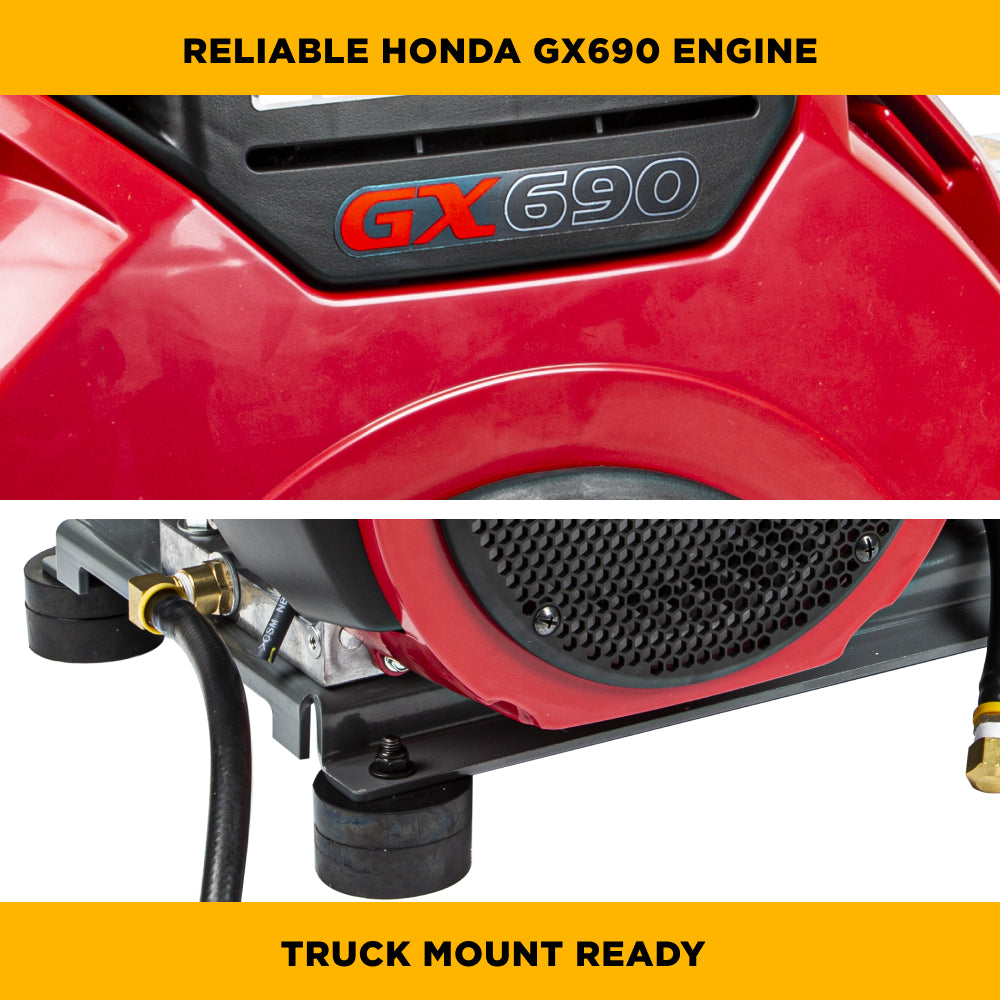4000 PSI 8.2 GPM Cold Water Gas Pressure Washer Honda GX690 Electric Start, Belt Drive, General Triplex Pump, Mount Truck or 