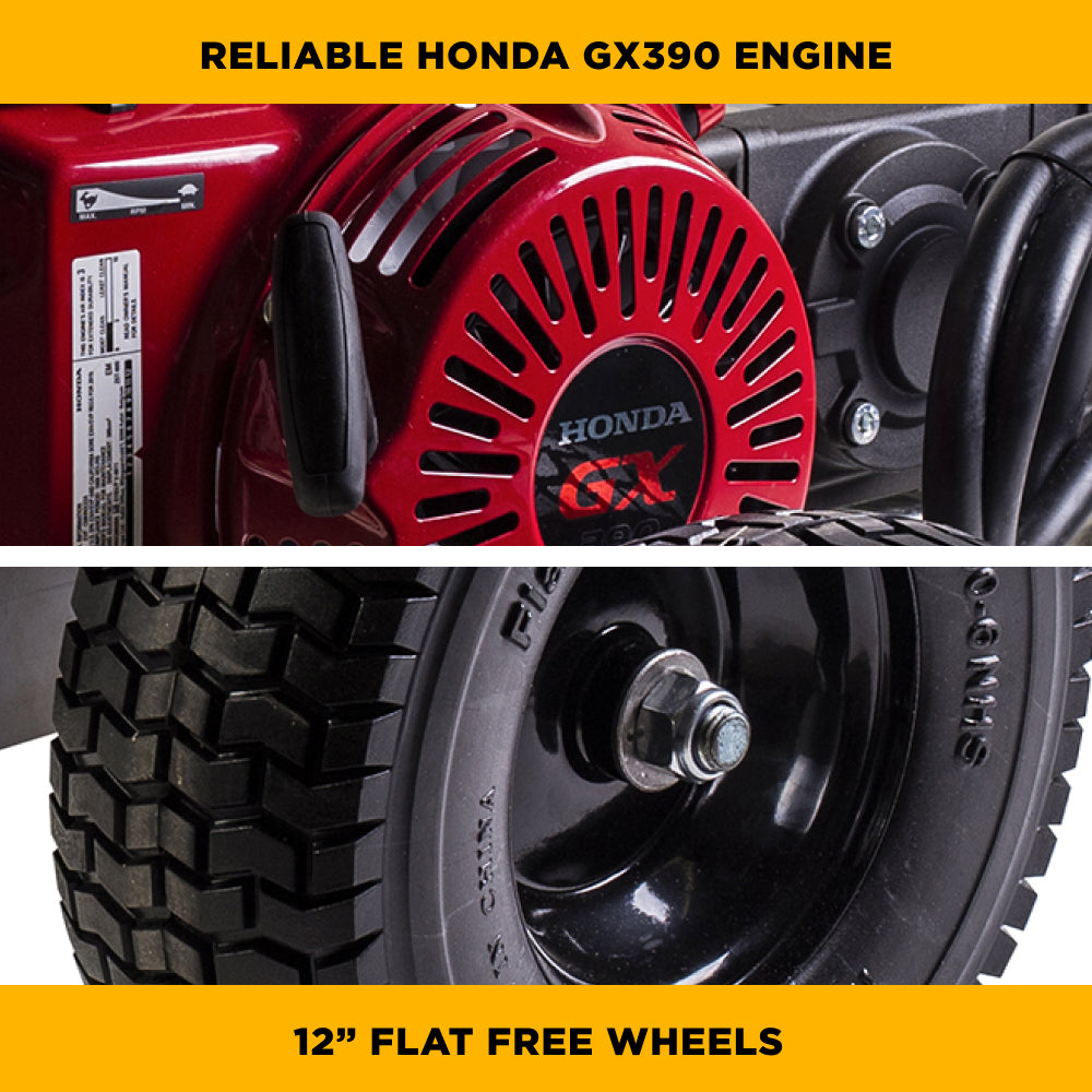 4200PSI 4.2GPM Cold Water Gas Pressure Washer Honda GX390 and GP Triplex Pump on Aluminum Frame