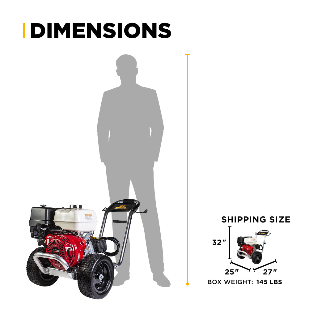 4200 PSI 4.2 GPM Cold Water Gas Pressure Washer Honda GX390 Engine and General Triplex Pump on Aluminum Frame
