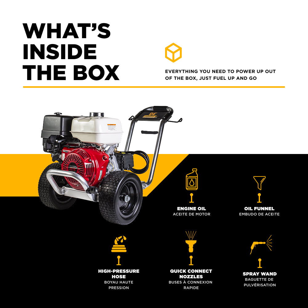 4200 PSI 4.2 GPM Cold Water Gas Pressure Washer Honda GX390 Engine and General Triplex Pump on Aluminum Frame