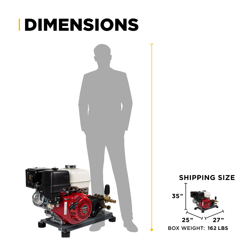 4200PSI 4.2GPM Cold Water Gas Pressure Washer Honda GX390 Electric Start, Belt Drive, General Triplex Pump, Mount Truck or Tr