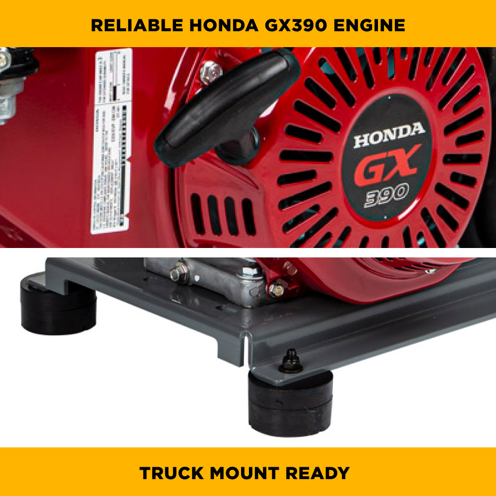 4200PSI 4.2GPM Cold Water Gas Pressure Washer Honda GX390 Electric Start, Belt Drive, General Triplex Pump, Mount Truck or Tr