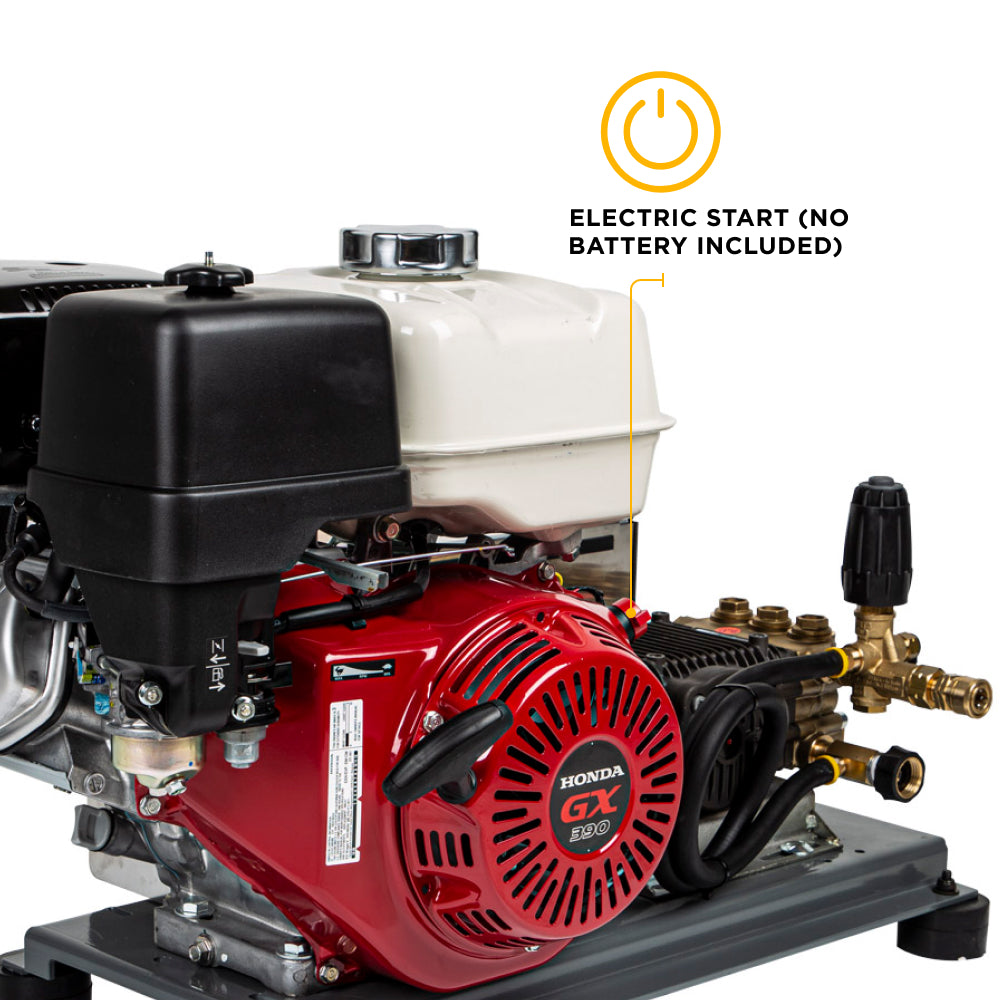 4200PSI 4.2GPM Cold Water Gas Pressure Washer Honda GX390 Electric Start, Belt Drive, General Triplex Pump, Mount Truck or Tr
