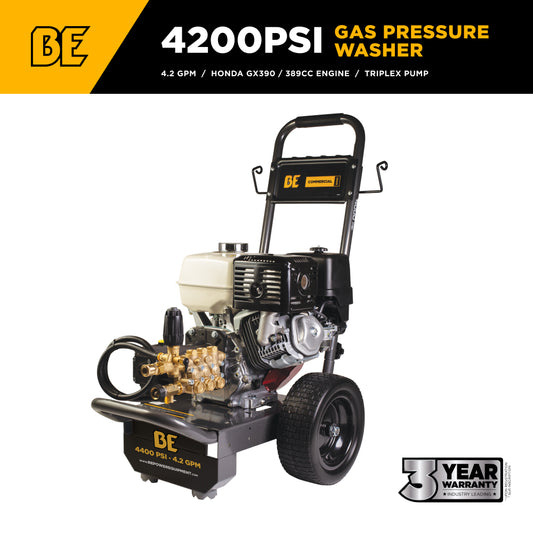 4200 PSI 4.2 GPM Cold Water Gas Pressure Washer Honda GX390 Engine and General Triplex External Unloader Pump