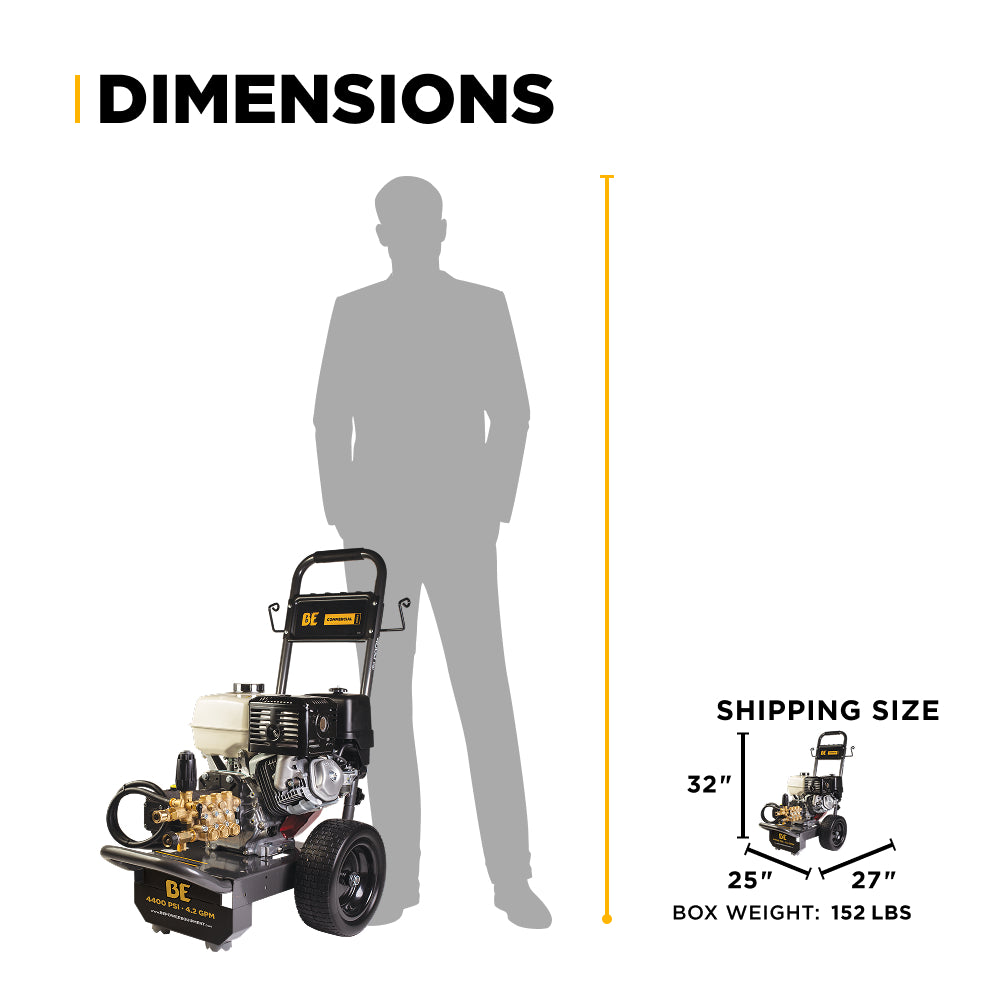 4200 PSI 4.2 GPM Cold Water Gas Pressure Washer Honda GX390 Engine and General Triplex External Unloader Pump