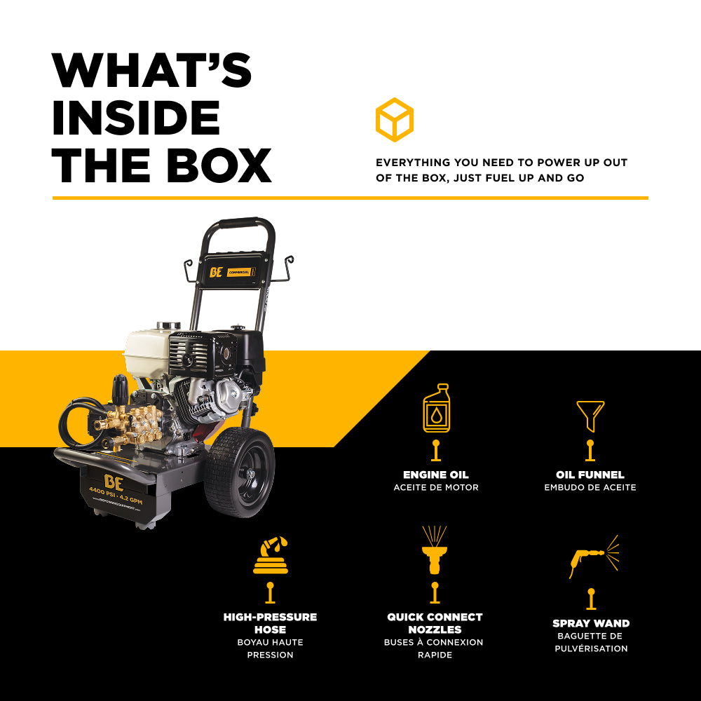 4200 PSI 4.2 GPM Cold Water Gas Pressure Washer Honda GX390 Engine and General Triplex External Unloader Pump