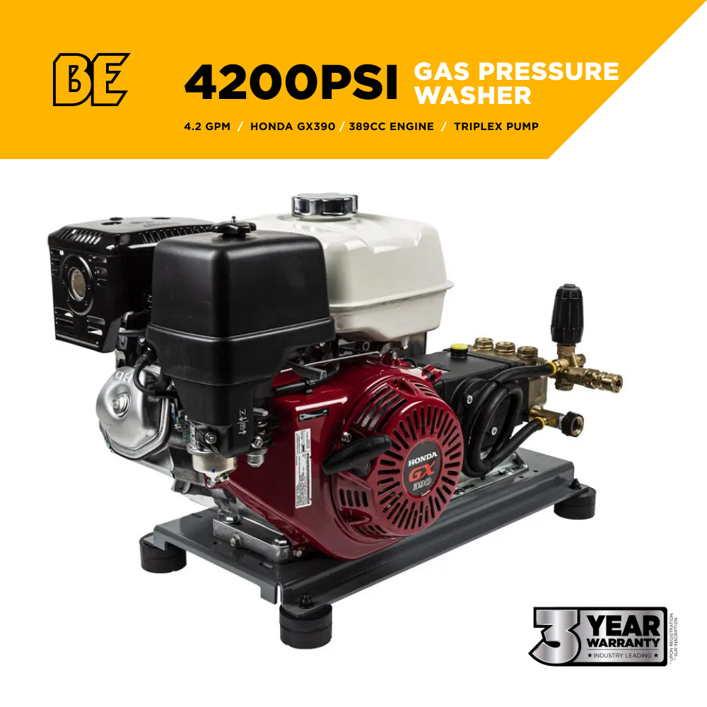 4200PSI 4.2GPM Cold Water Gas Pressure Washer Honda GX390, Belt Drive, General Triplex Pump, Mount Truck or Trailer