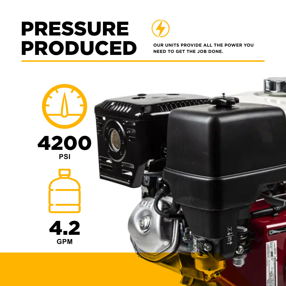 4200PSI 4.2GPM Cold Water Gas Pressure Washer Honda GX390, Belt Drive, General Triplex Pump, Mount Truck or Trailer