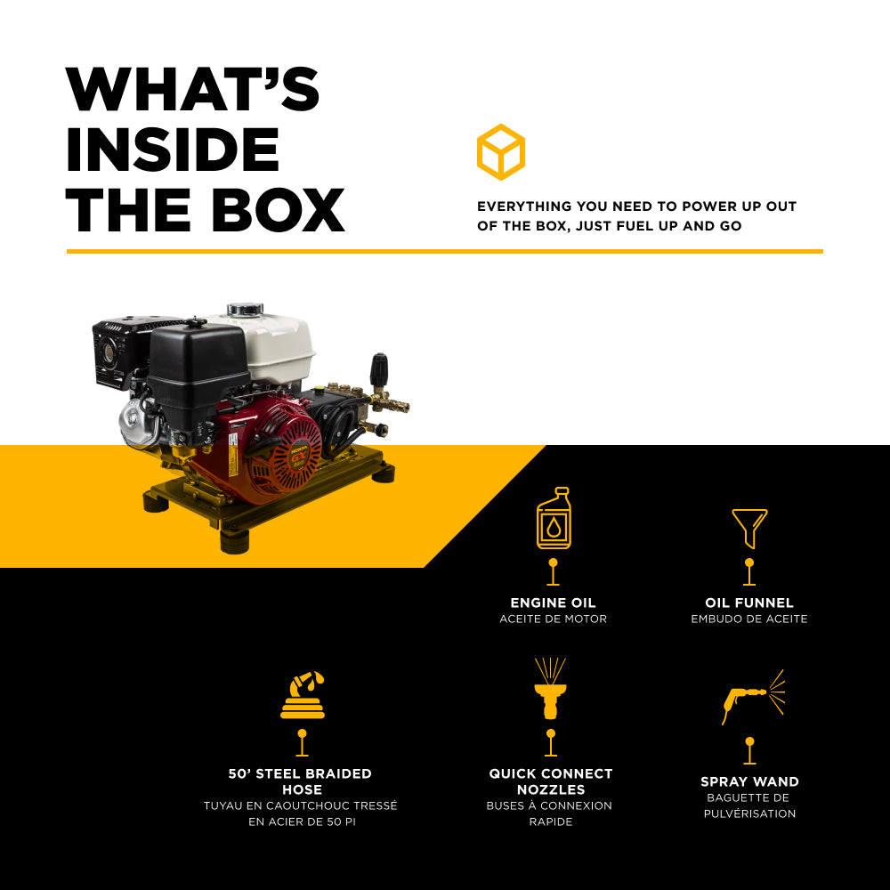 4200PSI 4.2GPM Cold Water Gas Pressure Washer Honda GX390, Belt Drive, General Triplex Pump, Mount Truck or Trailer