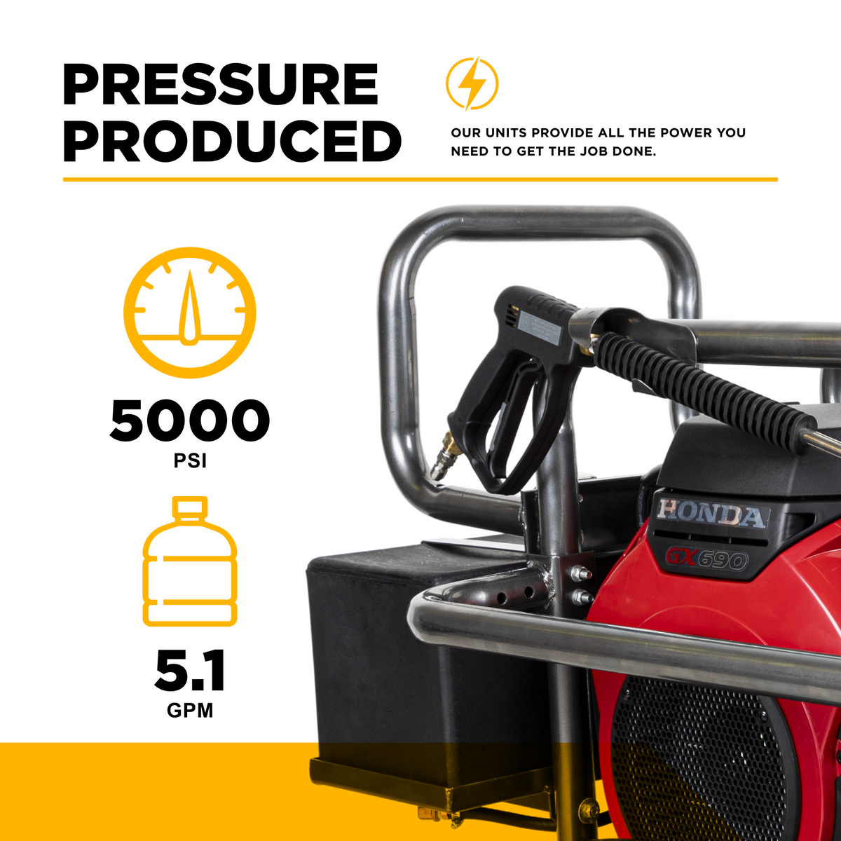 BE Industrial Series Roll Cage Gas Cold Water Pressure Washer, Belt Drive, Electric Start, 5.0 GPM | 5000 PSI (PE-5024HWEBCOM)