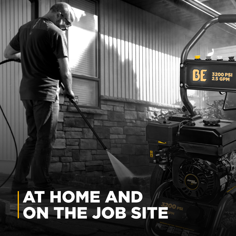 BE Workshop Series Portable Gas Cold Water Pressure Washer, Direct Drive, 2.5 GPM | 3400 PSI (BE3475PX)