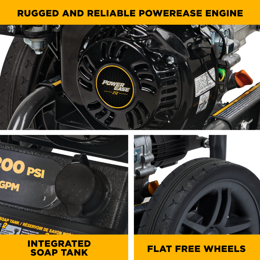 BE Workshop Series Portable Gas Cold Water Pressure Washer, Direct Drive, 2.5 GPM | 3400 PSI (BE3475PX)