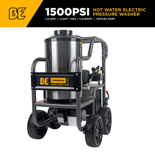 1500 PSI 2.0 GPM Electric Direct Drive Diesel Fired Hot Water Pressure Washer with Triplex Pump