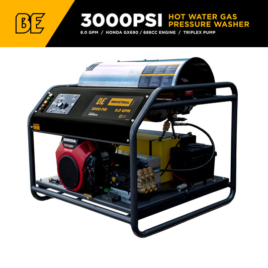 3000 PSI 8.0 GPM Gas Belt Drive Diesel Fired Truck Mount Hot Water Pressure Washer with Triplex Pump