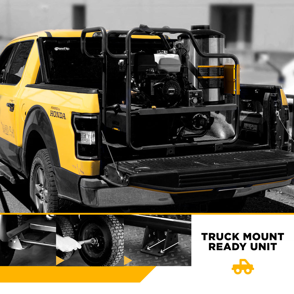 3500 PSI 8.5 GPM Gas Belt Drive Diesel Fired Truck Mount Hot Water Pressure Washer with Triplex Pump