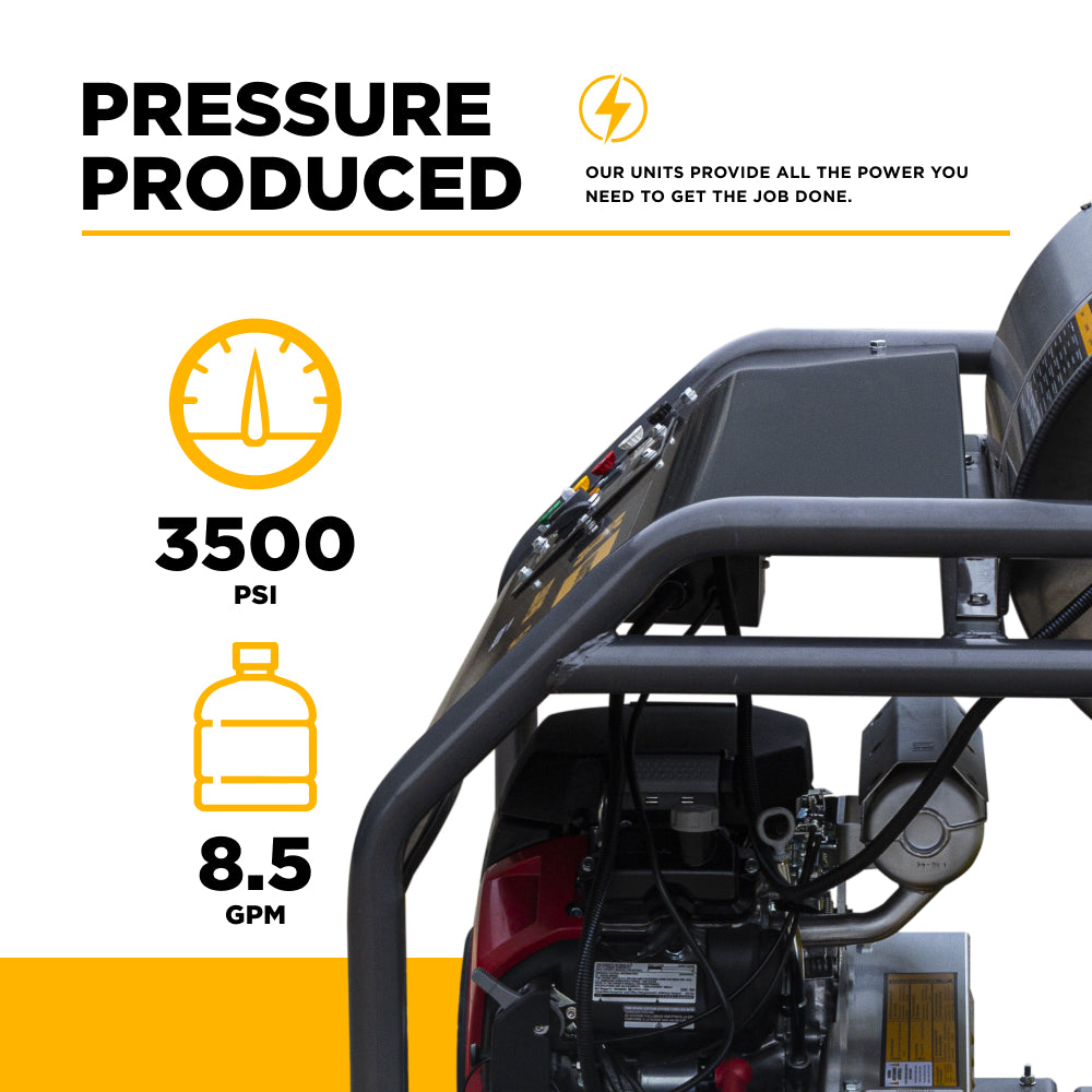 3500 PSI 8.5 GPM Gas Belt Drive Diesel Fired Truck Mount Hot Water Pressure Washer with Triplex Pump