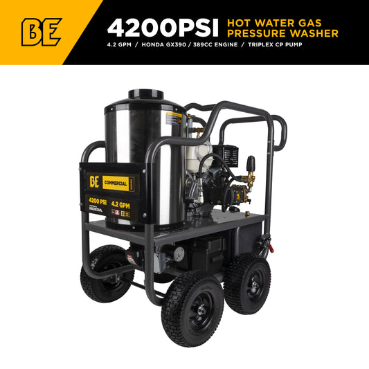 4000 PSI 4.2 GPM Gas Direct Drive Diesel Fired Hot Water Pressure Washer with Triplex Pump