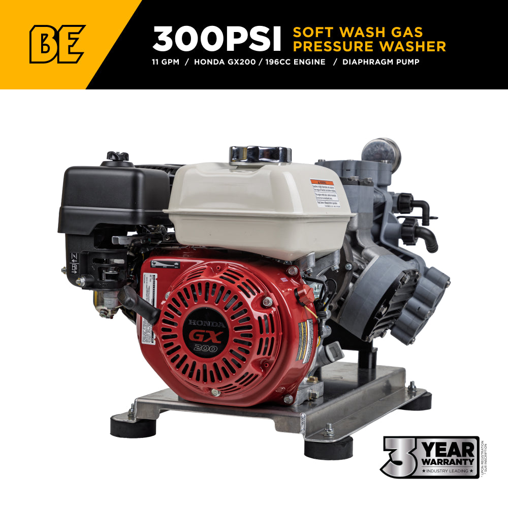 300 PSI 11 GPM Gas Direct Drive Commercial Mobile Soft Wash System