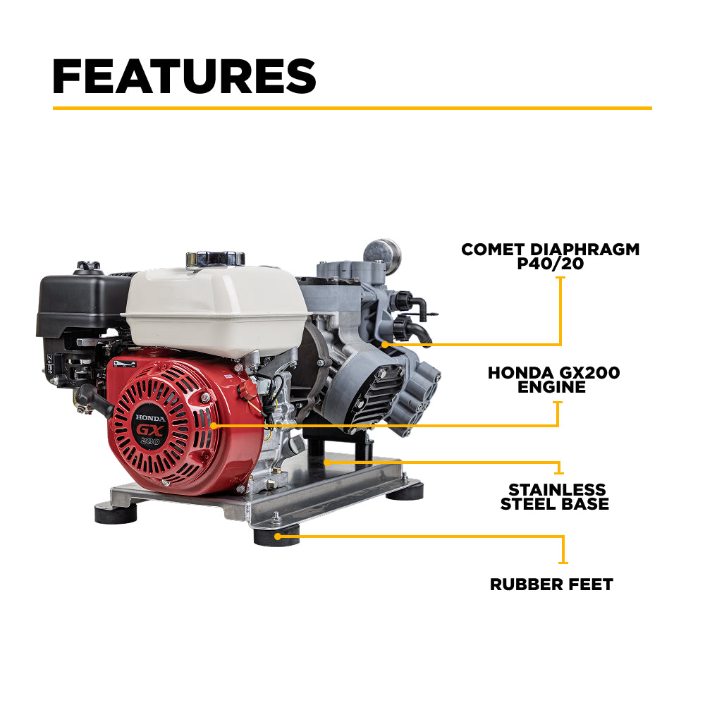 300 PSI 11 GPM Gas Direct Drive Commercial Mobile Soft Wash System