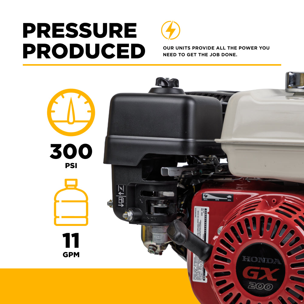 300 PSI 11 GPM Gas Direct Drive Commercial Mobile Soft Wash System