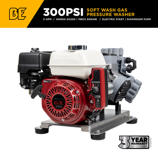 300 PSI 11 GPM Gas Direct Drive Commercial Mobile Soft Wash System with Electric Start