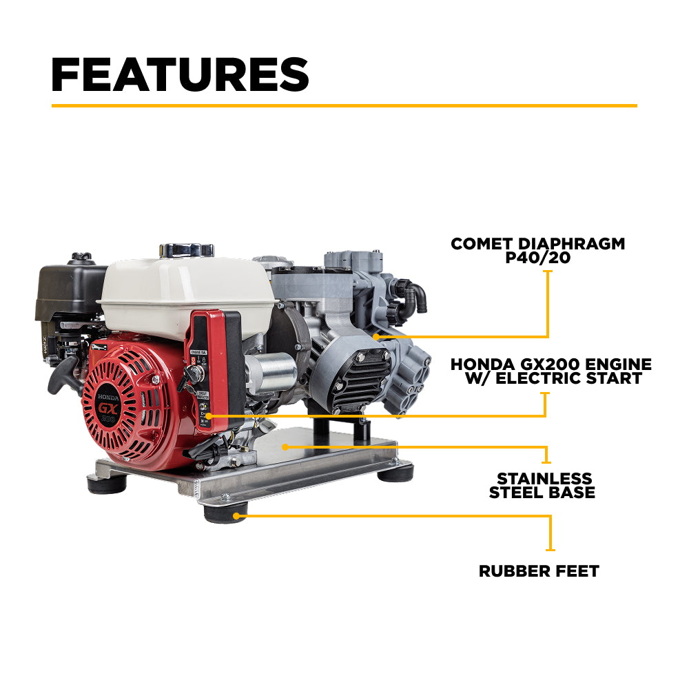 300 PSI 11 GPM Gas Direct Drive Commercial Mobile Soft Wash System with Electric Start