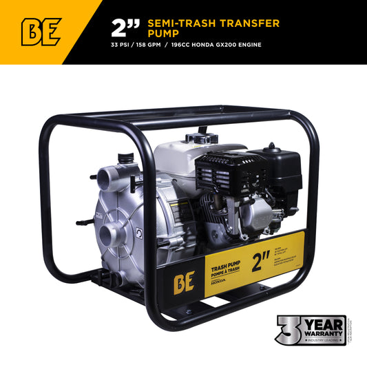 2" Semi Trash Pump 158 GPM 33 PSI with Honda GX200 Engine