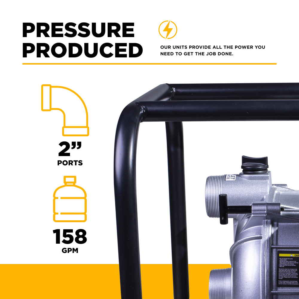 2" Semi Trash Pump 158 GPM 33 PSI with Honda GX200 Engine