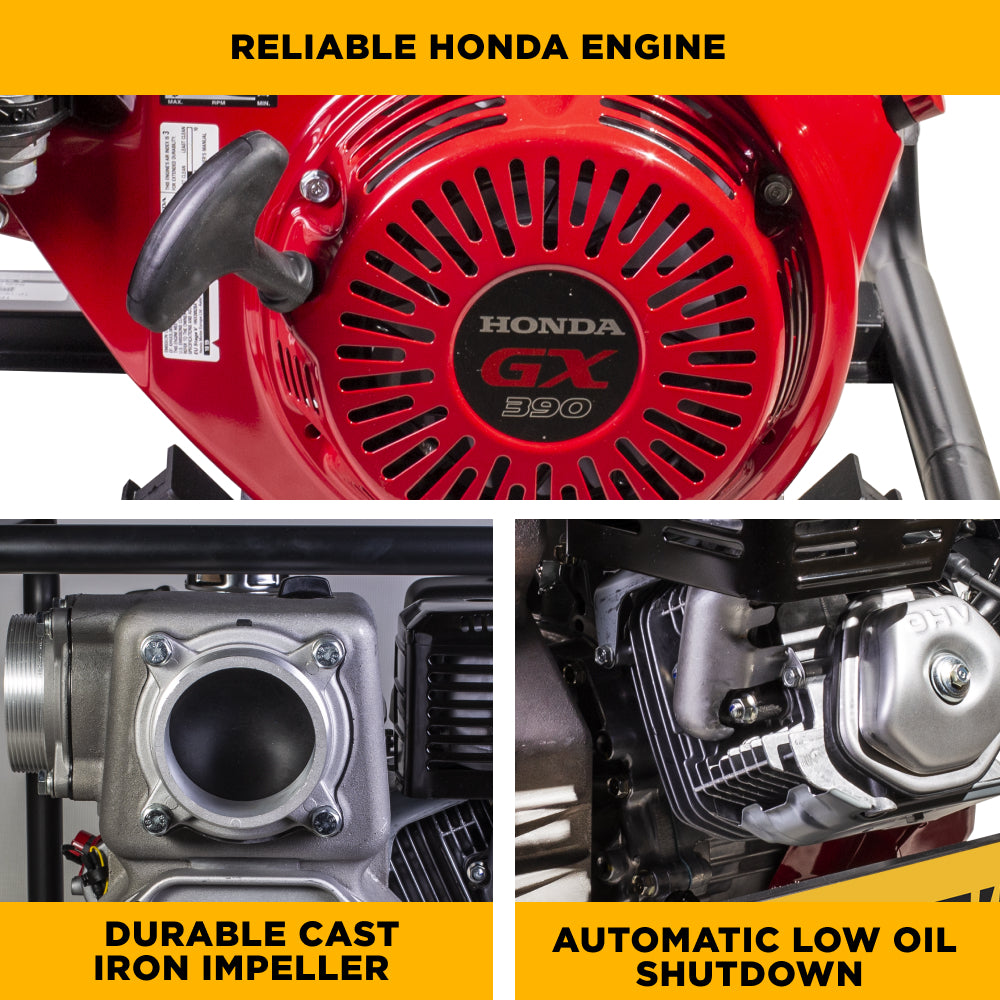 4" Full Trash Pump 580 GPM 37 PSI with Honda GX390 Engine