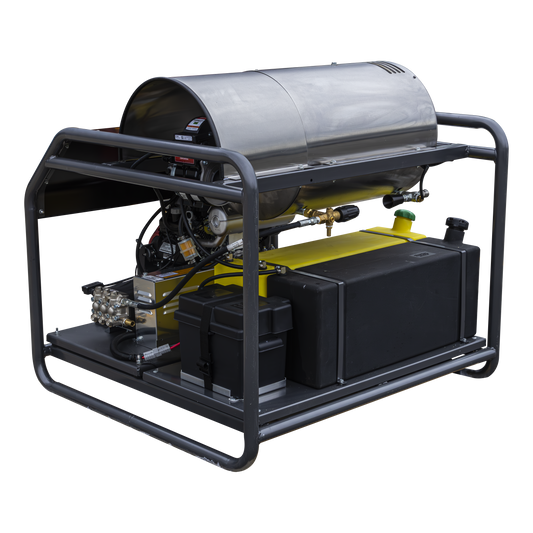 3500 PSI 8.5 GPM Gas Belt Drive Diesel Fired Truck Mount Hot Water Pressure Washer with Triplex Pump