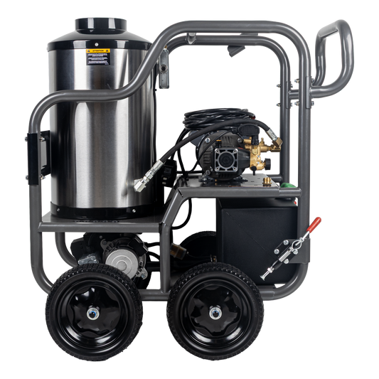 1500 PSI 2.0 GPM Electric Direct Drive Diesel Fired Hot Water Pressure Washer with Triplex Pump