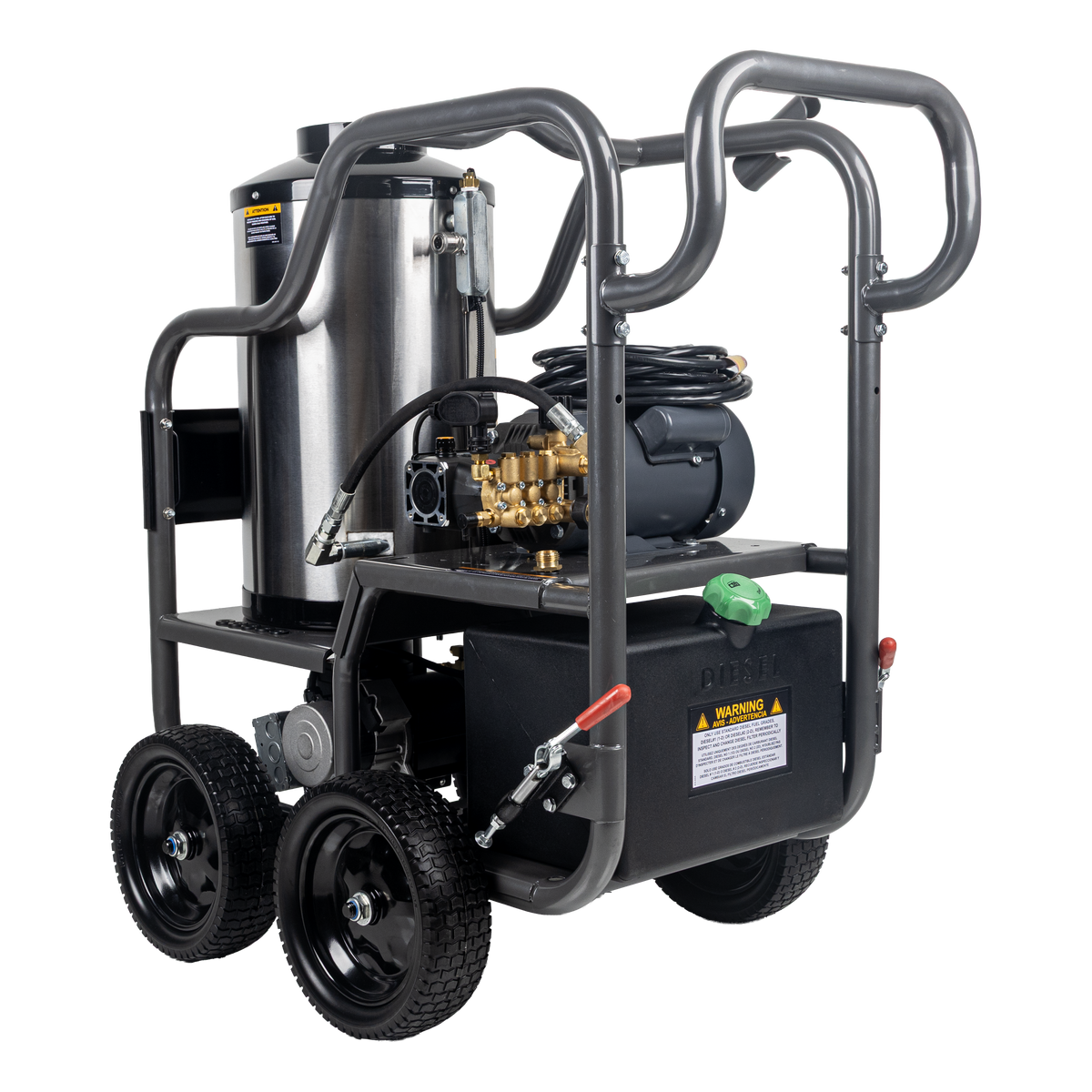 1500 PSI 2.0 GPM Electric Direct Drive Diesel Fired Hot Water Pressure Washer with Triplex Pump