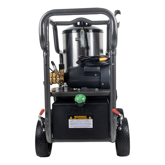 1500 PSI 2.0 GPM Electric Direct Drive Diesel Fired Hot Water Pressure Washer with Triplex Pump