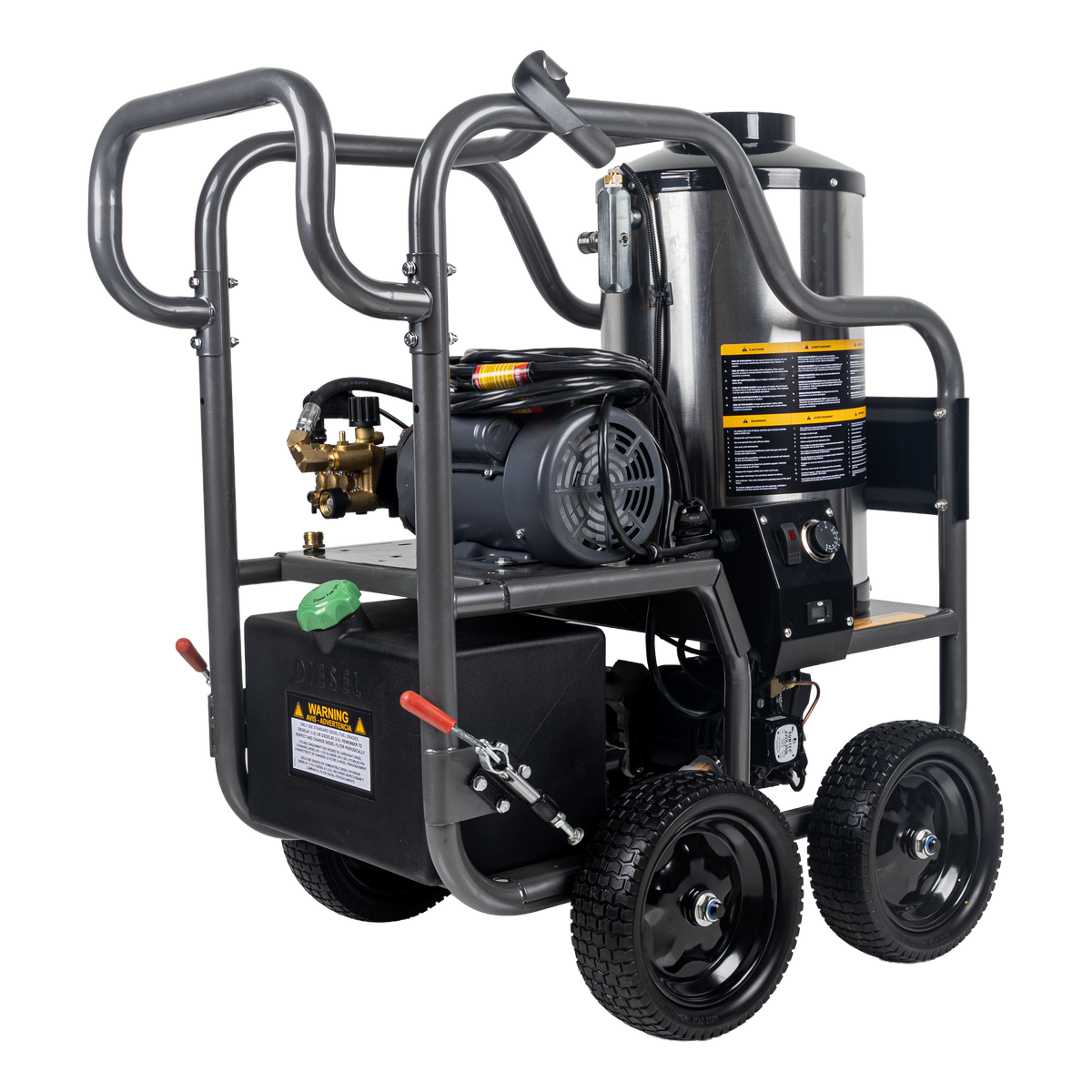 1500 PSI 2.0 GPM Electric Direct Drive Diesel Fired Hot Water Pressure Washer with Triplex Pump