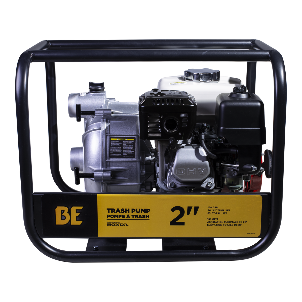 2" Semi Trash Pump 158 GPM 33 PSI with Honda GX200 Engine