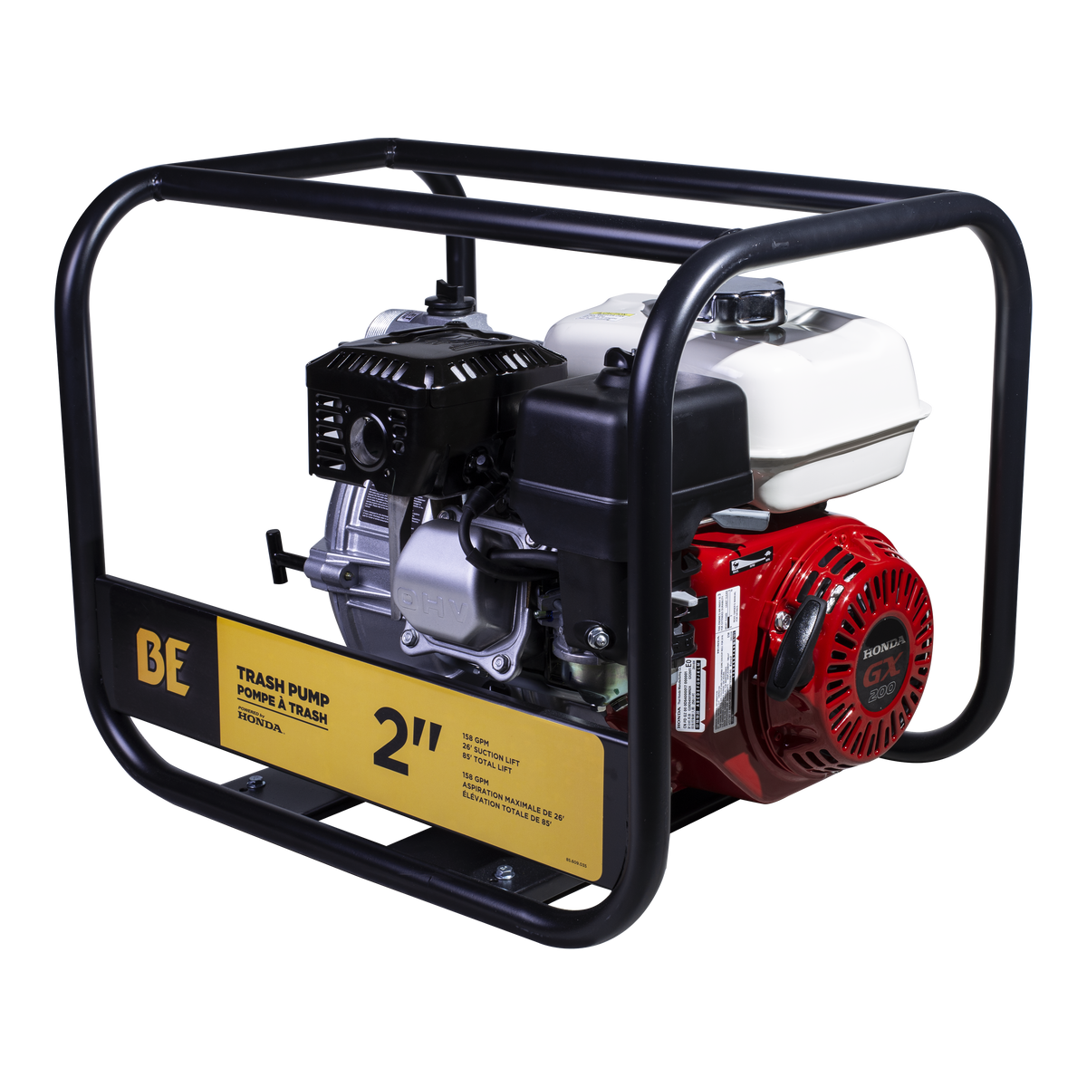 2" Semi Trash Pump 158 GPM 33 PSI with Honda GX200 Engine