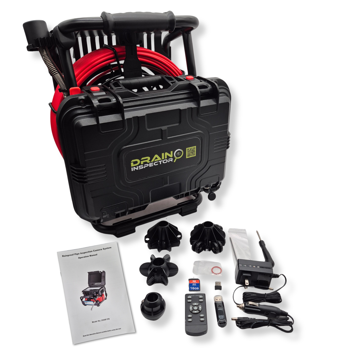Drain Invader Drain Inspector Sewer Camera – 100' Push Rod & 512Hz Sonde