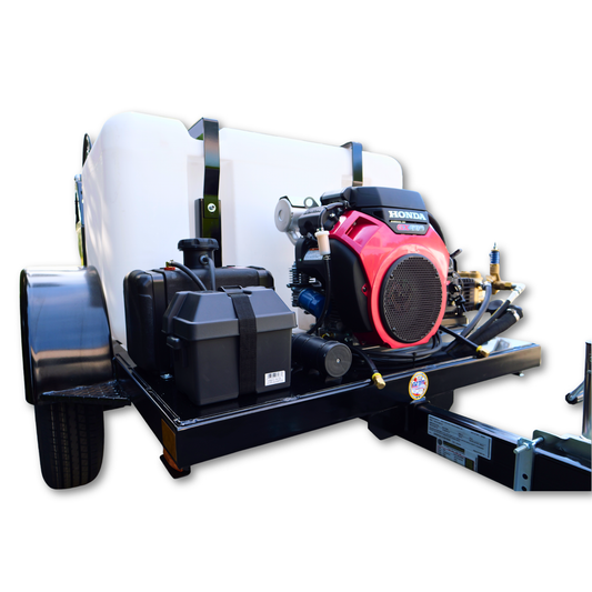 Engine and Pump View of BE Cold Water Pressure Water Trailer