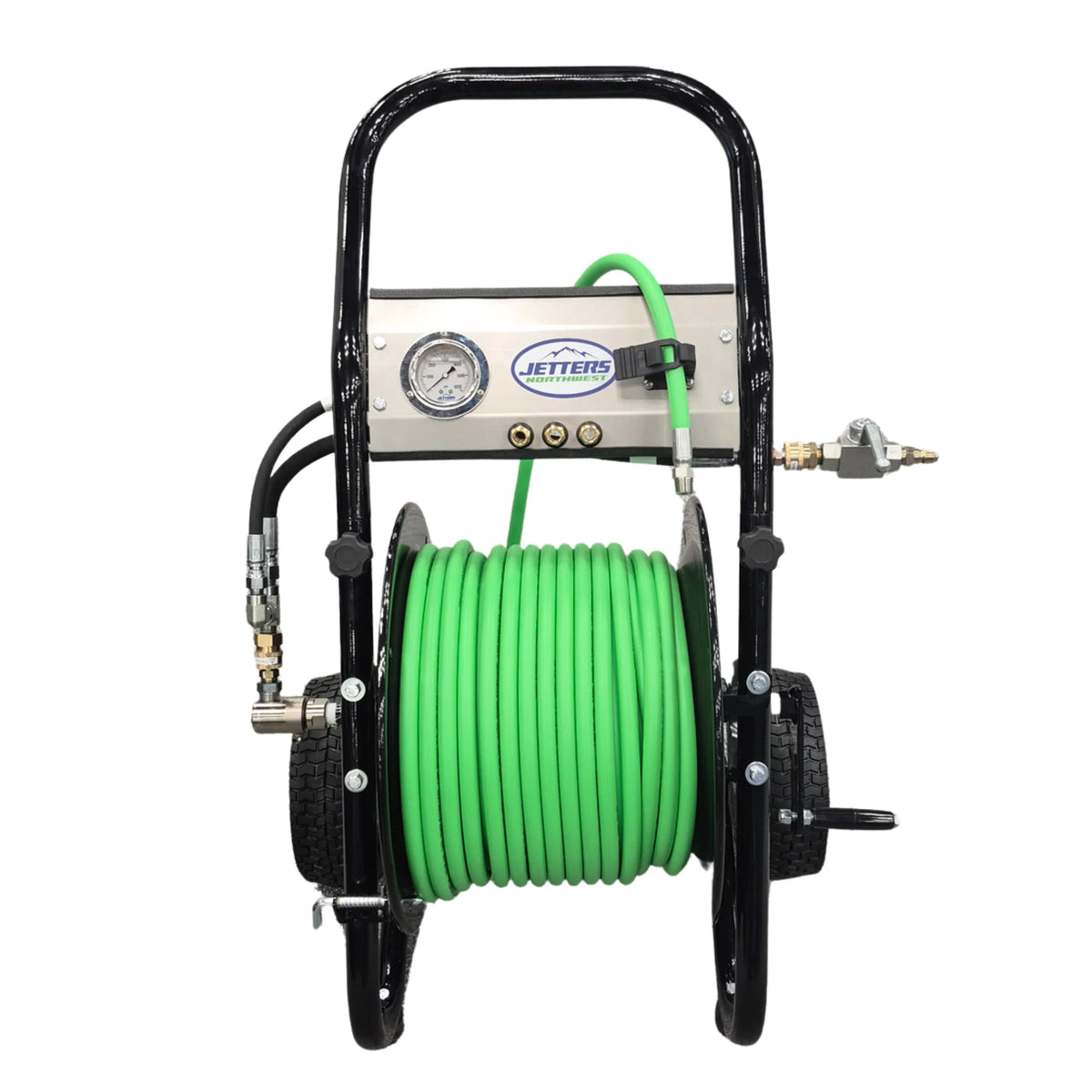 JNW Heavy-Duty Deluxe Dolly-Mounted Jetter Hose Reel with Hose