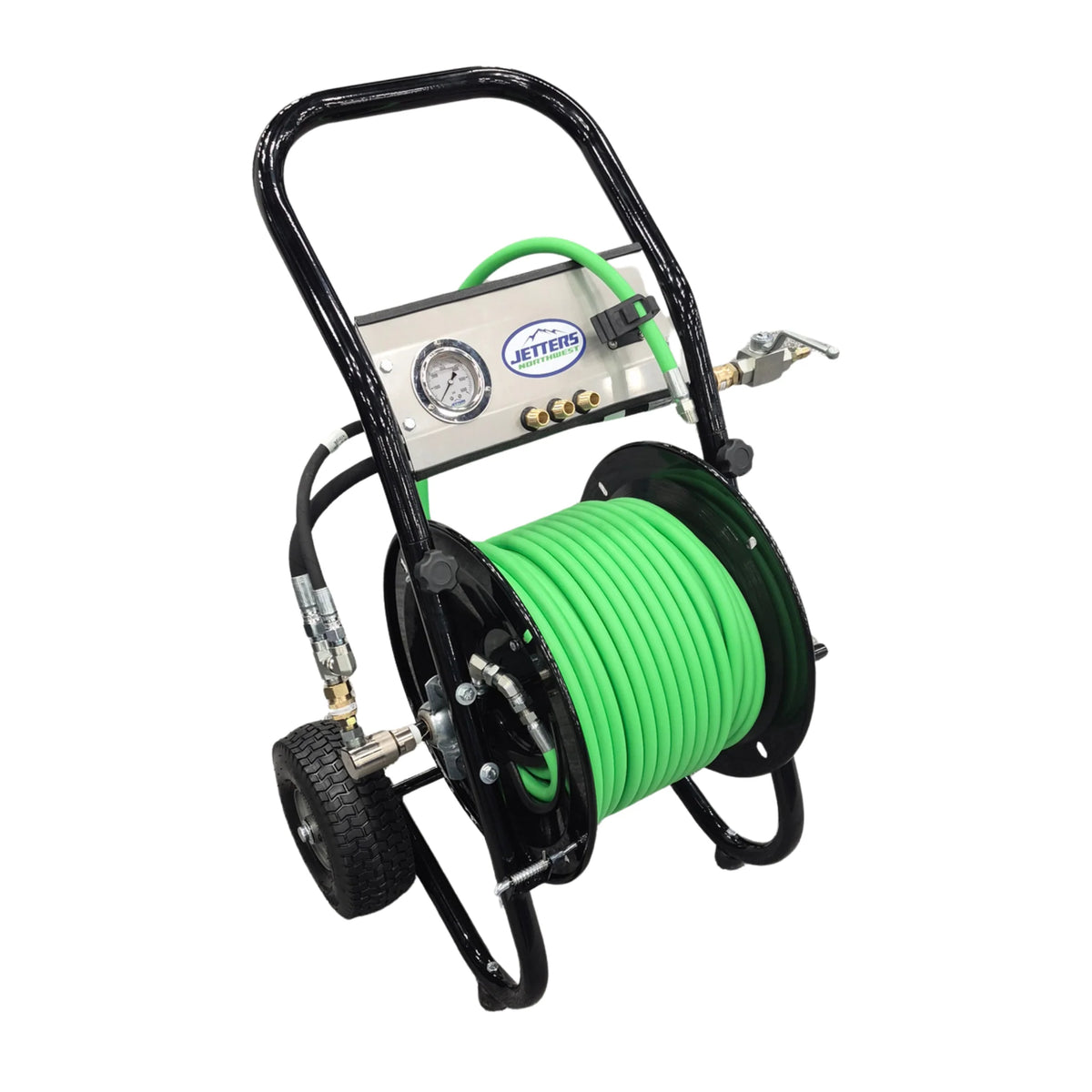 JNW Heavy-Duty Deluxe Dolly-Mounted Jetter Hose Reel with Hose