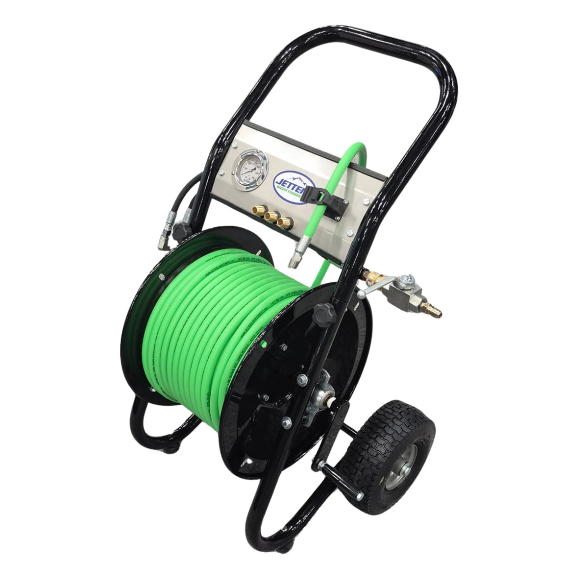 JNW Heavy-Duty Deluxe Dolly-Mounted Jetter Hose Reel with Hose