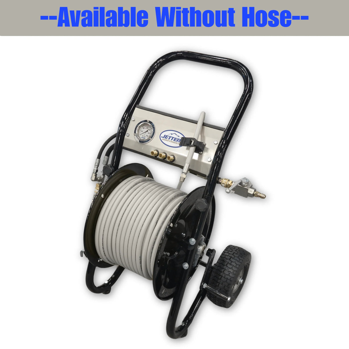 JNW Heavy-Duty Deluxe Dolly-Mounted Jetter Hose Reel with Hose
